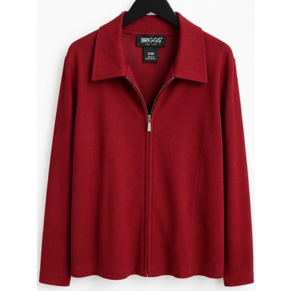Briggs New York Crimson Red Zip Front Stretch Jacket 20W 2806E17